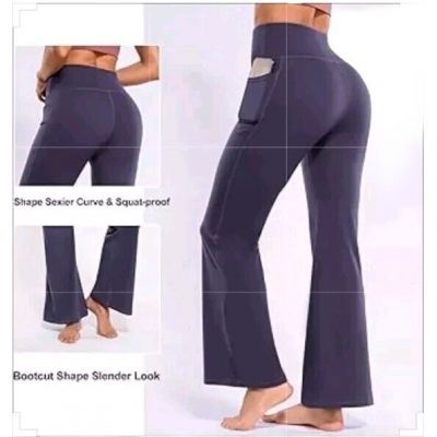 O To S Womens Small Bootcut Yoga Pants with Pockets, Tummy Control High Waist