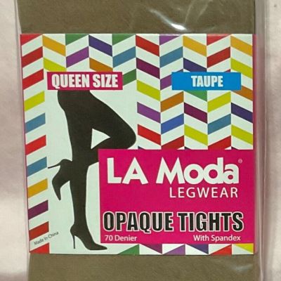 LA Moda Legwear Opaque Tights With Spandex Panel Queen Size Taupe 1 Pair New