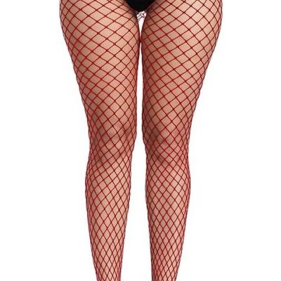 Red High Waist Nylon Fishnet Stockings Exotic Dance Wear