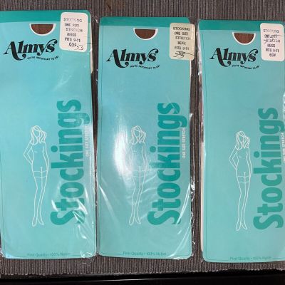 Vintage Almys Stocking One Size Stretch Beige Size 9-11