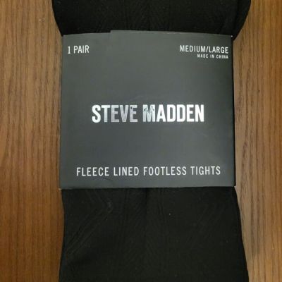 Steve Madden Women's Black Fleece Lined Footless Tights - Medium/Large