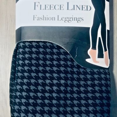 Fleece Lined Fashion Leggings Black/Gray L/XL