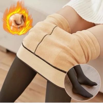 US Women Thermal Lined Translucent Pantyhose Winter Warm Fleece Tights Stockings