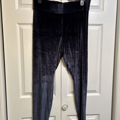 NWT HUE Stretch Velvet Leggings Wide Waistband Size 2X Slate Blue