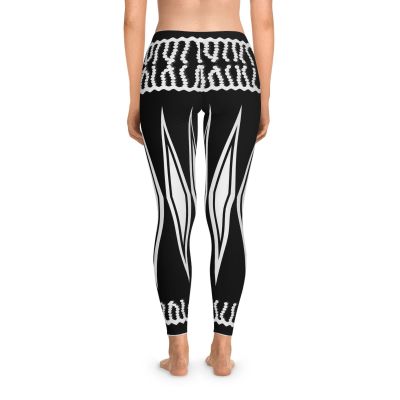 Bold Geometric Pattern Leggings, Stylish Workout Wear, Fitness, Yoga, Black and