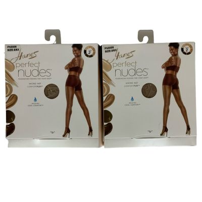 Hanes Perfect Nudes Pantyhose 2 Pair Plus Size 2/3X Nude 2 Tummy Control Sheer