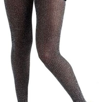 HUE Women's Lurex Rib Tights with Control Top  Black S/M