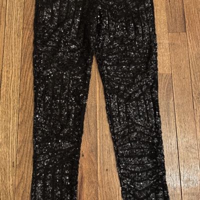 BeBe Black Sequin Semi-Sheer Leggings Size Medium