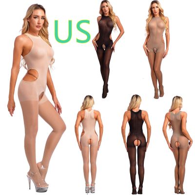 US Women Oil Silk Sheer Pantyhose Hollow Out Tights Thigh High Stockings Hosiery