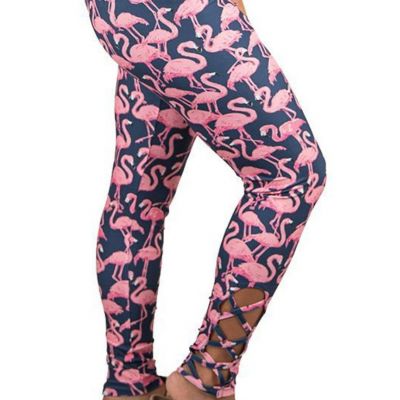 NWOT Simply Southern Pink Flamingo Cutout Full Length Leggings Size XS/S/M