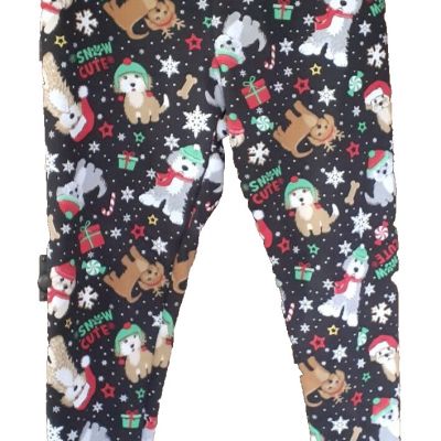 No Boundaries Juniors Fleeced Lined Christmas Dogs 'Snow Cute' Leggings L 11-13