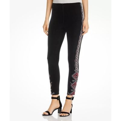 Johnny Was Blair Black Velvet Embroidered Leggings S