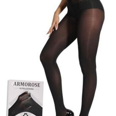 Women's Ultra Strong Tights, Rip Resistant 40D T-Crotch Semi Opaque Large Black