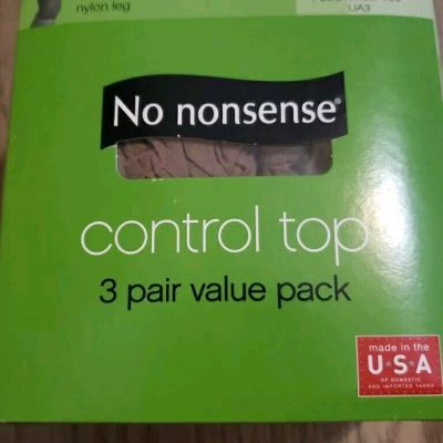 3 Pair No Nonsense Control Top Pantyhose Tan Medium UA3 PLUS Size Sheer Toe