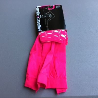 NWT Italy HUE Emiliot Cavallini Geo Net Footless Tights Size M/L Fuchsia #1373L