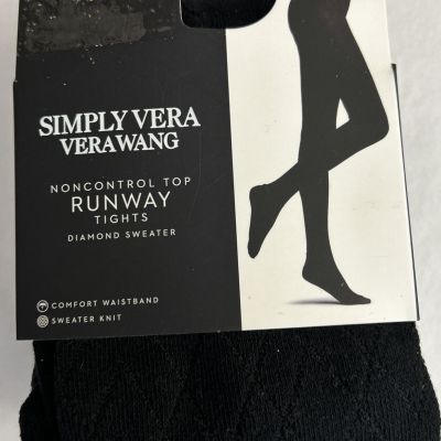 NEW!Vera Wang /NON-CONTROL TOP TIGHTS ~BLACK ~Diamond Sweater /Sz 4 (205-250 lb)