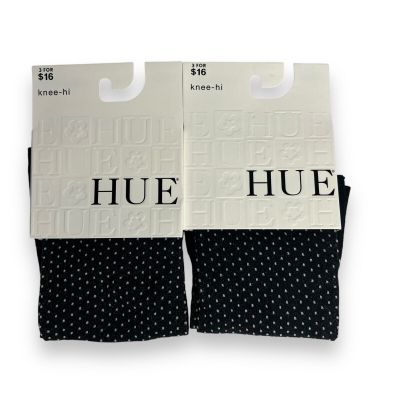 Hue Womens Micro Dot Knee Hi Socks Black Polka Dot Dotted 2 Pair One Size