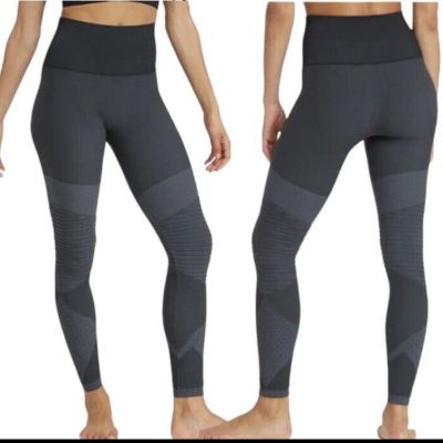 Spanx Look At Me Now Seamless Moto Leggings Black Gray Textured Size Medium