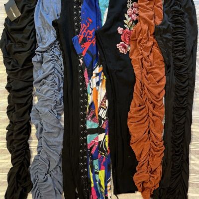 Lot of 7 Womens XS Leggings Fashion Nova & Shein Ruched & Regular