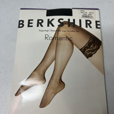 Berkshire Romantic Thigh High Stockings Lace Top Black Size A-B Style # 1363