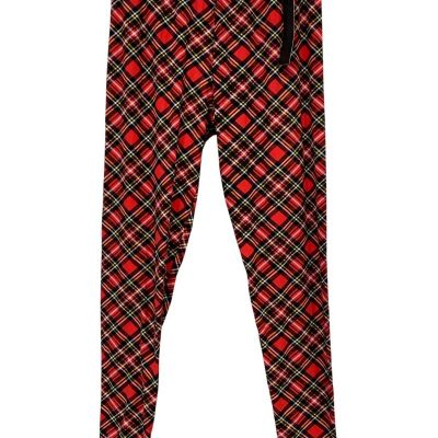 Leggings Depot Plaid Pull On Leggings Women Plus Size OS Red Black Holiday NEW