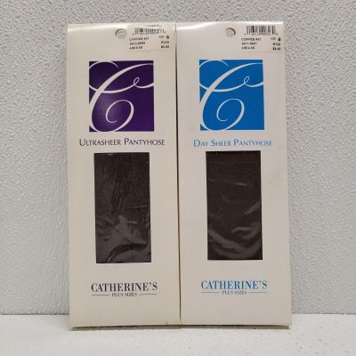 2 Catherines Ultrasheer And Day Sheer Pantyhose Size B Coffee #21 Brown