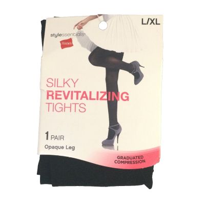 Hanes Silky Revitalizing Tights L/XL Opaque Leg Black 2582-843