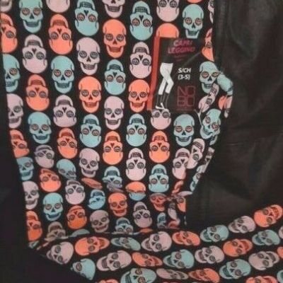 No Boundries Juniors Colorful Bright Skulls Capri Leggings S/CH (3-5) NEW  Tags