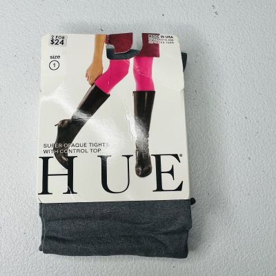 HUE Charcoal Heather Super Opaque Tight Control Top Womens Size 1 New 1 Pair