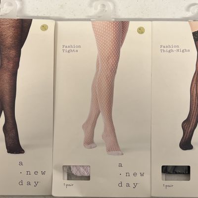 3x A New Day Fashion Tights Sz: M/L 130-185 lbs. Read The Description.