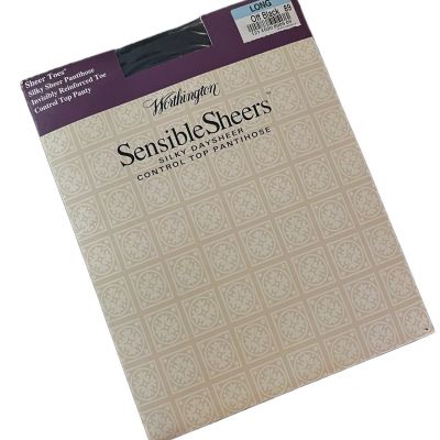 Worthington LONG Sensible Sheers Silky Sheer Control Top Pantyhose OFF BLACK