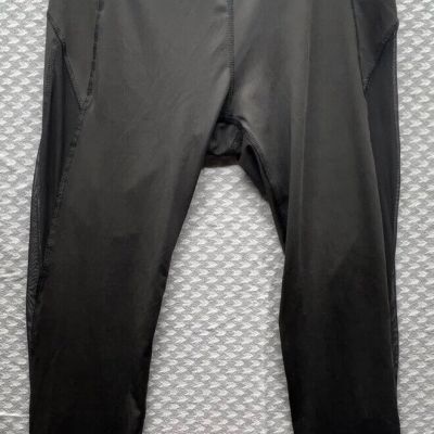 Womens black leggings, sheer accent size L