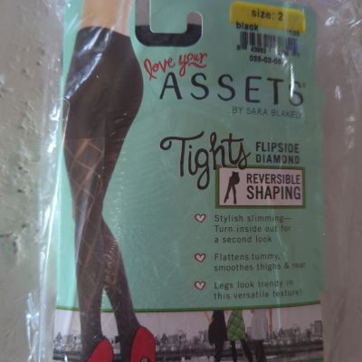 Size 2 Spanx Assets Tights Flipside Diamond Reversible Shaping  Black Nwt