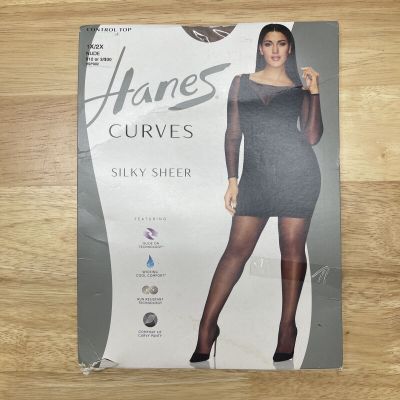 Hanes Curves NUDE Silky Sheer Control Top Pantyhose 1X/2X 20 Denier