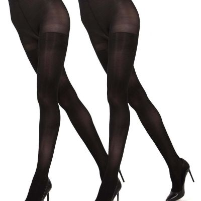 Control Top Solid Microfiber Tights 2 Pack