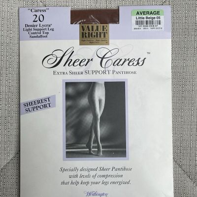 JC Penney Worthington Control Top Pantyhose Average Little Beige 20 Sandalfoot