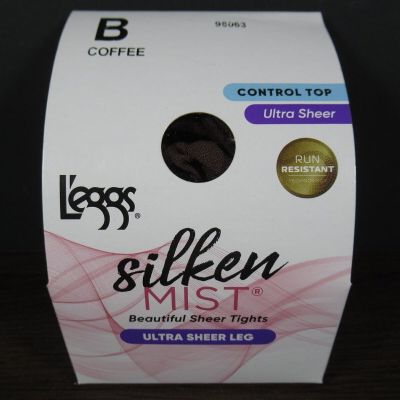 Leggs Silken Mist Pantyhose Tights Control Top Ultra Sheer B Coffee