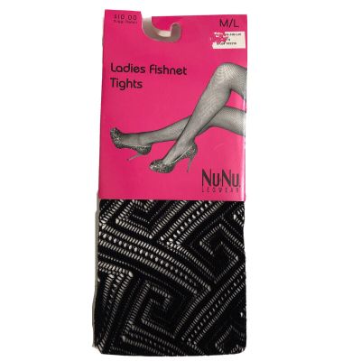 Nunu Legwear Fishnet Lace Tights Size M L M/L Black Geometric New 140-170lbs