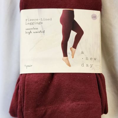 New A New Day Women's Fleece-Lined Leggings Seamless High-Waisted Legging Sze 2X