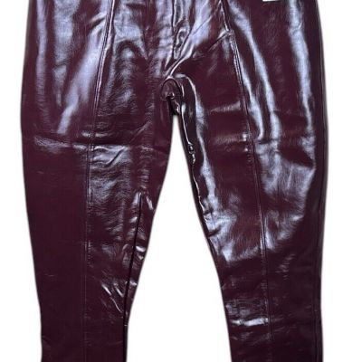 NWT Spanx Faux Patent Leather Shiny Leggings | Ruby Burgundy | Medium