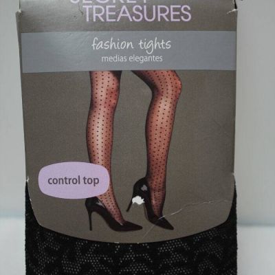 NEW Womens Secret Treasures Control Top Fashion Tights Size 3 Black Vines Ladies