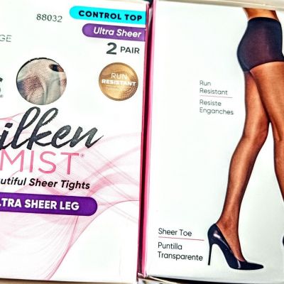 ????2 PAIRS Q+ Leggs Silken Mist Ultra Sheer  SUN BEIGE Pantyhose Tights????