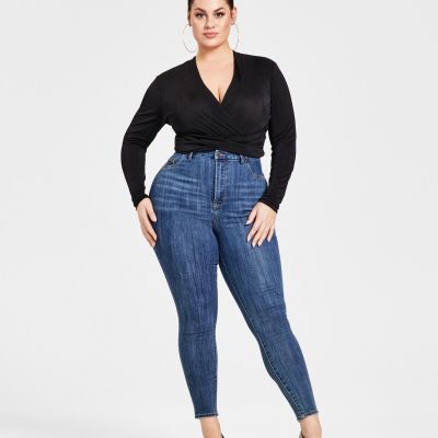 Nina Parker Trendy Plus Size Crossover Bodysuit 4X