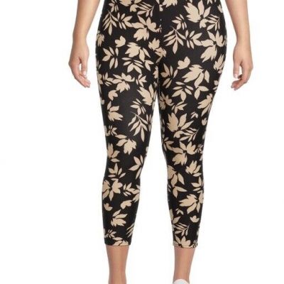 Terra & Sky Plus Size Medium Tropical Silhouette Capris Leggings Size 3X NEW