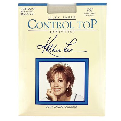 Kathie Lee Pantyhose Silky Sheer Control Top Lycra Sandalfoot Ivory Plus 4718