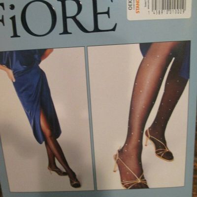 FIORE ARETHA METALIC PATTERN 20 DENIER PANTYHOSE TIGHTS 3 SIZES SILVER DOT BLACK