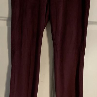 Legmogue Women's Duranza Suede Ankle Length Fashion Leggings Maroon Sz S