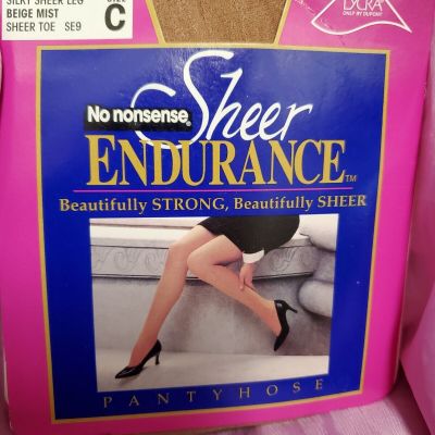 No Nonsense Panty Hose Size C Beige Mist Sheer Endurance Silky Sheer Leg