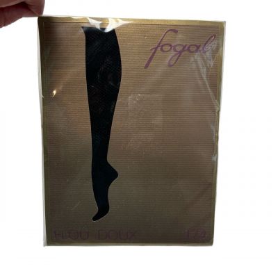 Fogal Size Large Flou Doux 174 Pantyhose Fine Fishnet Sheer Noir Black NWT