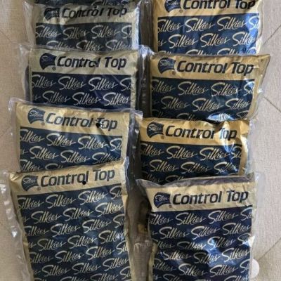 Lot Of 10 Vintage Silkies Control Top Pantyhose-Black & Beige-Size X-Queen , XXL